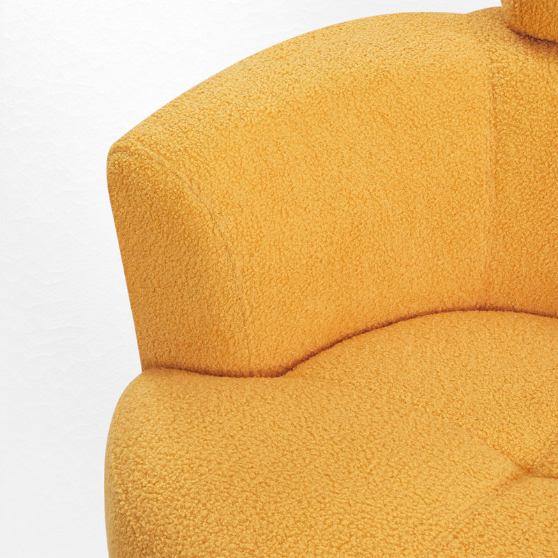 Fauteuil demi-tonneau rembourré et pivotant, Jaune
