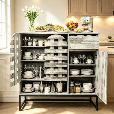 Buffet Sideboard Cabinet With Storage: Arched Cabinet Freestanding Sideboard, Entryway Table Storage, Bar Cabinets With Doors, Rustic Farmhouse Storag