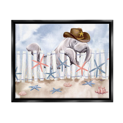«Manatee In Cowboy Hat Floater Frame» par Ziwei Li sur toile