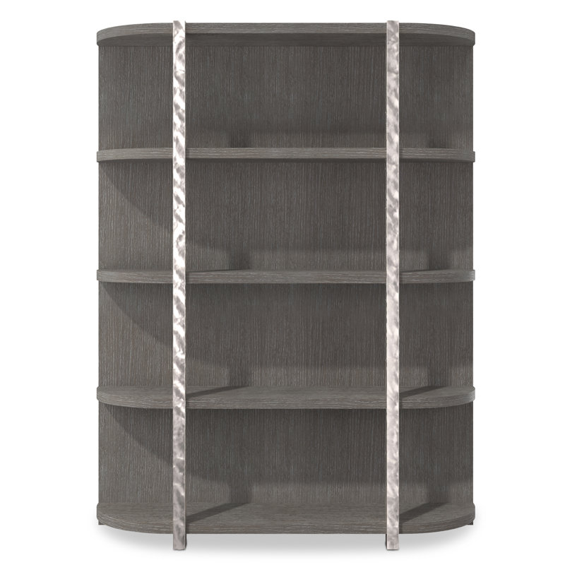 Gray Metal and Wood Modern Etagere Bookcase