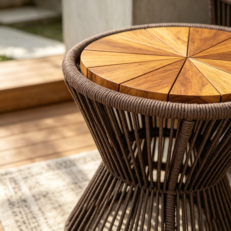 Table d'appoint d'extérieur, Gris foncé, teck