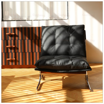 Modern Leather Armchair with High Back and Metal Legs, Perfect for Home Office and Living Room Comfort
