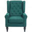 Fauteuil d'appoint capitonné à boutons avec haut dossier à oreilles, accoudoirs rembourrés arrondis et siège rembourré épais, vert foncé-1728350352