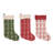  Polyester 19 in. Multicolor Christmas Plush Tree Pattern Stocking Set of 3