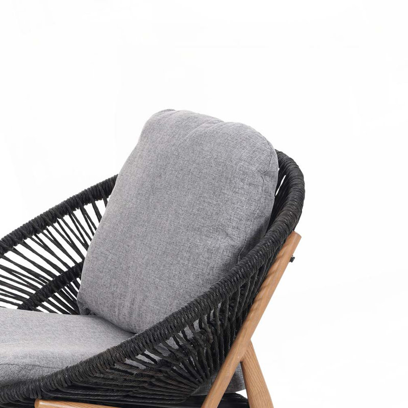 Chaise longue d'extérieur en osier Papasan, Gris