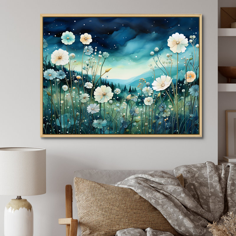 Misty Flower Meadows IV, Cadre naturel flottant, H 30 po x l 40 po x P 0,5 po