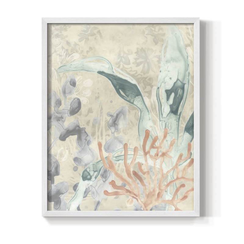 Impression encadrée Ocean Lace II - bois massif, H 15 po x l 12 po, Blanc
