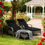 Chaises longues inclinables pour la détente en extérieur, mobilité sur roulettes, coussins épais, cinq positions, style tropical, piscine avec roulettes, fonctionnalités, angles, confort et construction