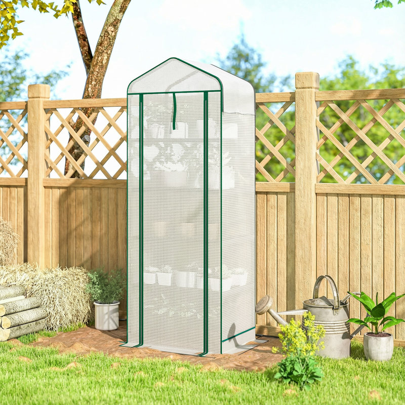 Mini Greenhouse with Screen Roof, Portable Small Greenhouse, White, White, 75.6" H x 27.6" W x 19.7" D