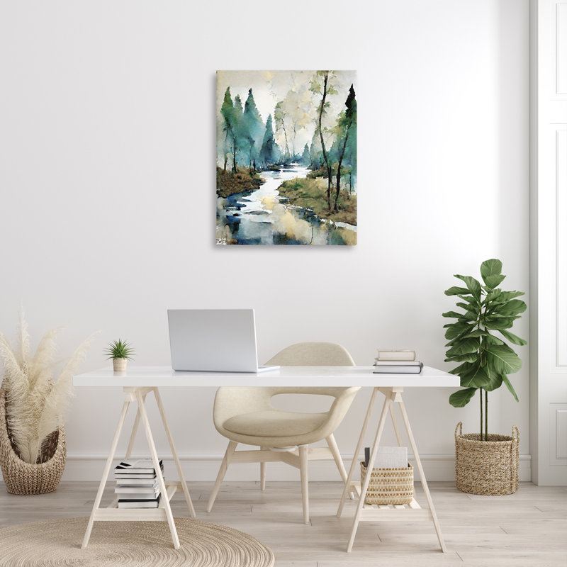 «Watercolor Creek Landscape», reproduction sur toile, H 40 po x l 30 po x P 1,5 po