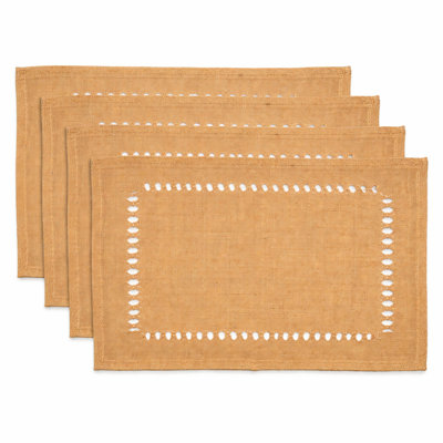 Ensemble de 4 napperons en jute naturel naturel et ajouré l 14 po x L 20 po