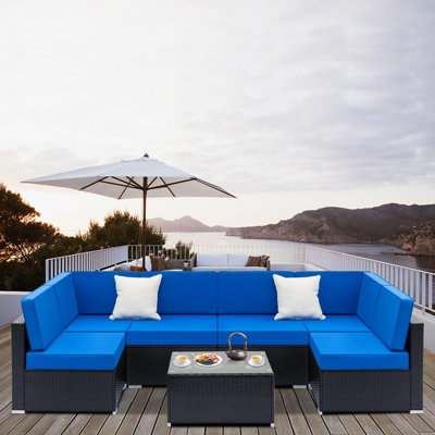Aleighana 6 Seater Rattan Corner Sofa Set