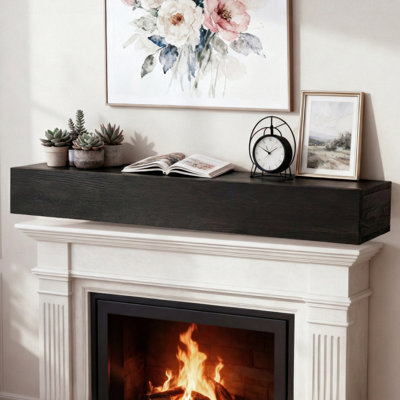 Étagère murale flottante rustique en bois massif de 60 pouces pour foyer, idéale pour la décoration intérieure. Fabriquée en bois massif, elle est dotée d'un support de fixation invisible, d'une épaisseur de 9 pouces, d'une charge statique de 50 livres et d'un design moderne qui s'harmonise avec tout décor mural de 60 pouces.