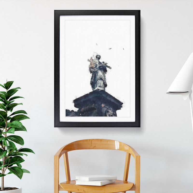 St. John of Nepomuk Statue in Prague - Picture Frame Graphic Art, 48cm H x 36cm W x 2cm D, Black