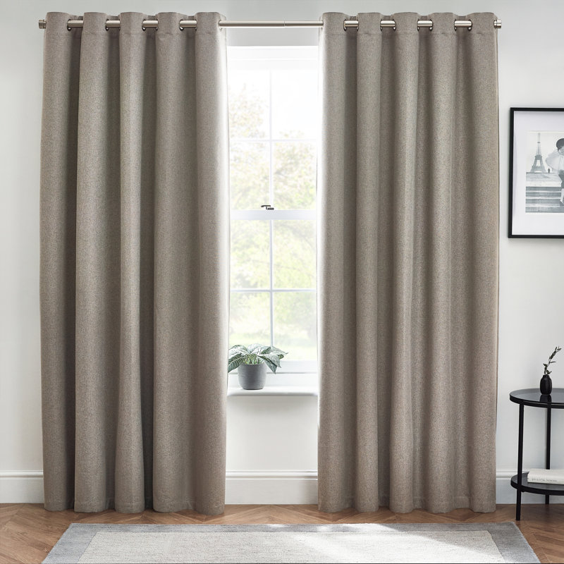 Dawn 100% Blackout Thermal Eyelet Curtains, Grey, 168cm Width x 229cm Drop