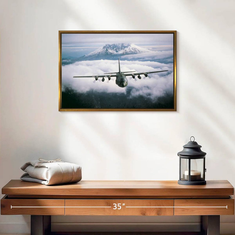 Avion militaire, 19 po x 13 po, Cadre flottant doré