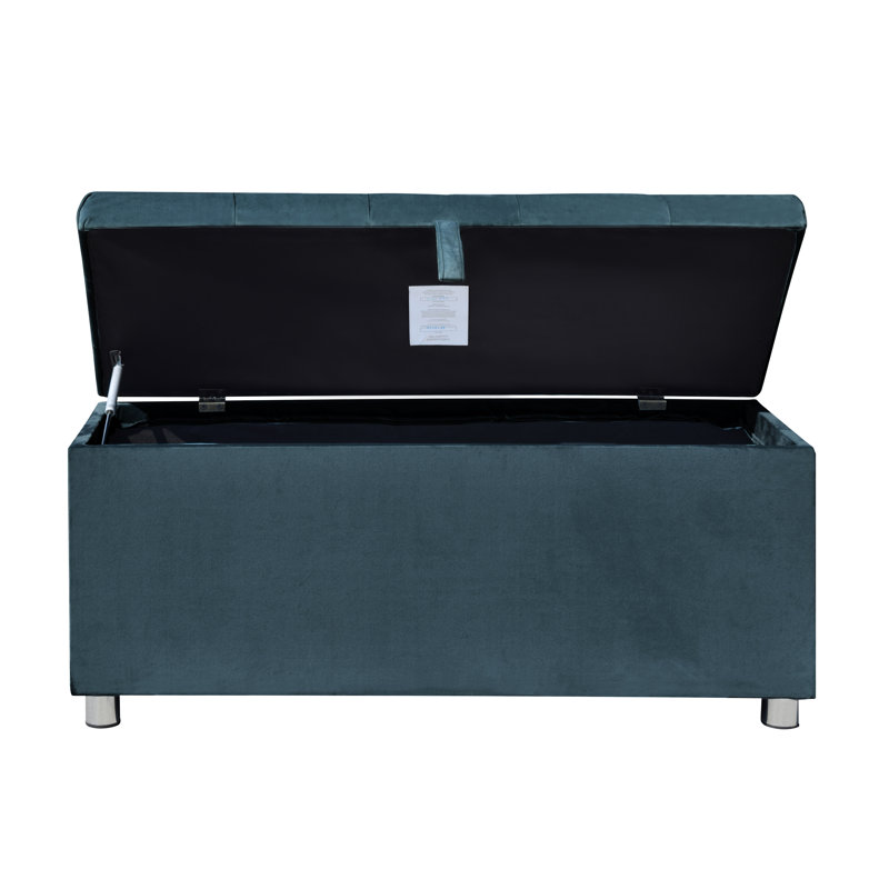 Greco Upholstered Storage Bench, Blue