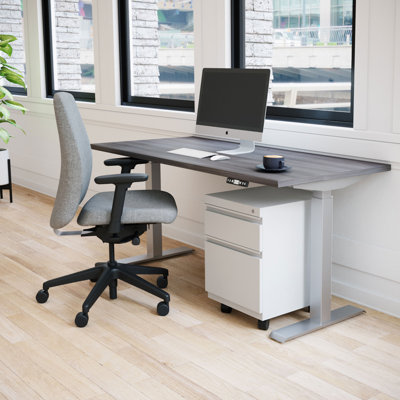 Bureau à hauteur réglable avec rangement REVOH