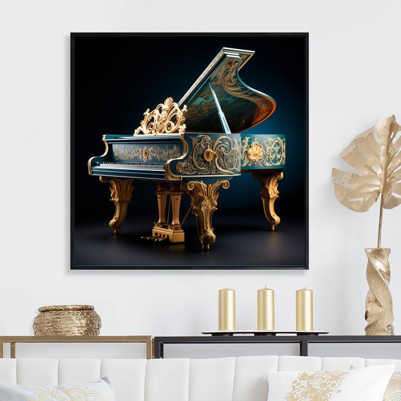 «Baroque Piano Brilliance I» sur toile, Cadre flottant noir, 24" H x 24" W