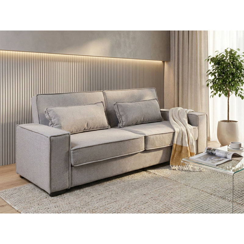 3 Seater Fabric Sofa Bed, Grey, Fabric
