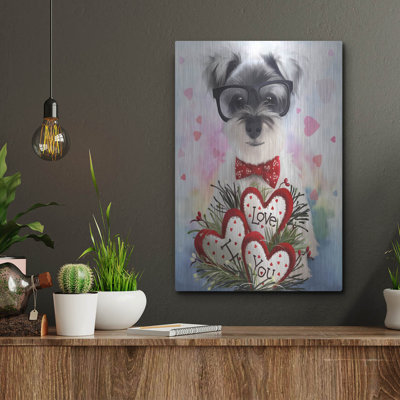  «Furry Terrier avec lunettes et nœud papillon» par Kajenna, art mural en métal, 12 po x 16 po