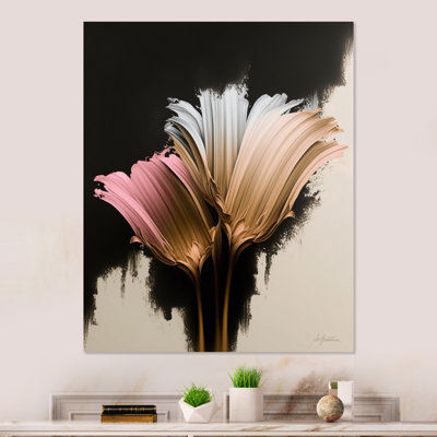 Gerbera rose et grise, fleurs hyperréalistes - reproduction sur toile