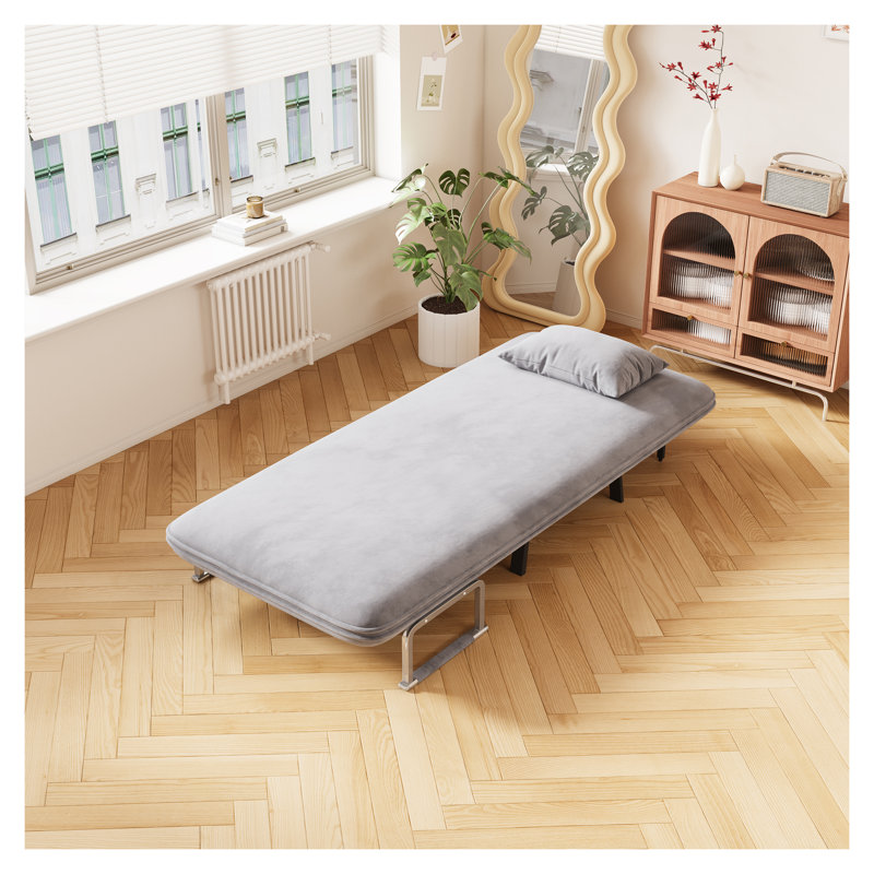 Canapé-lit convertible gris clair de 31,5 po - Canapé-lit à trois volets avec dossier réglable, canapé multifonctionnel rembourré en velours hollandais pour les petits espaces, la maison et le bureau