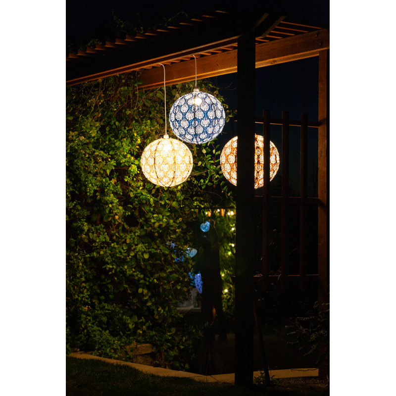 Marine Blue Dewdrop Patterned Tyvek Pendant Lamp