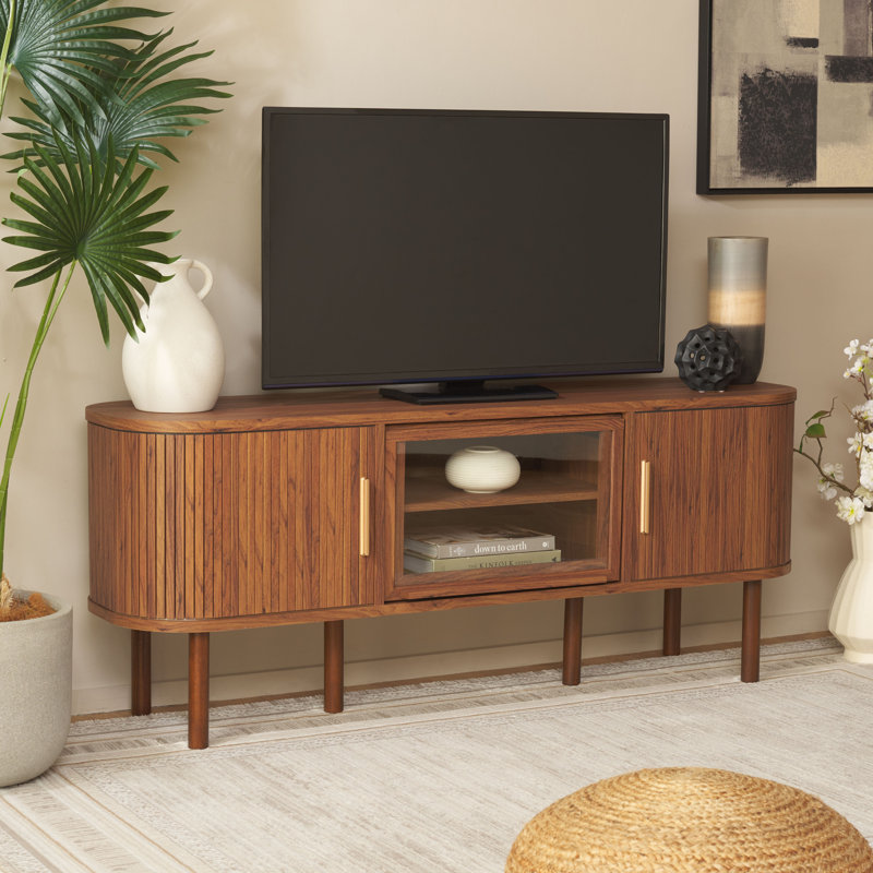 Meuble télé pour téléviseur de 55 po ou moins Caseylynn, Noyer