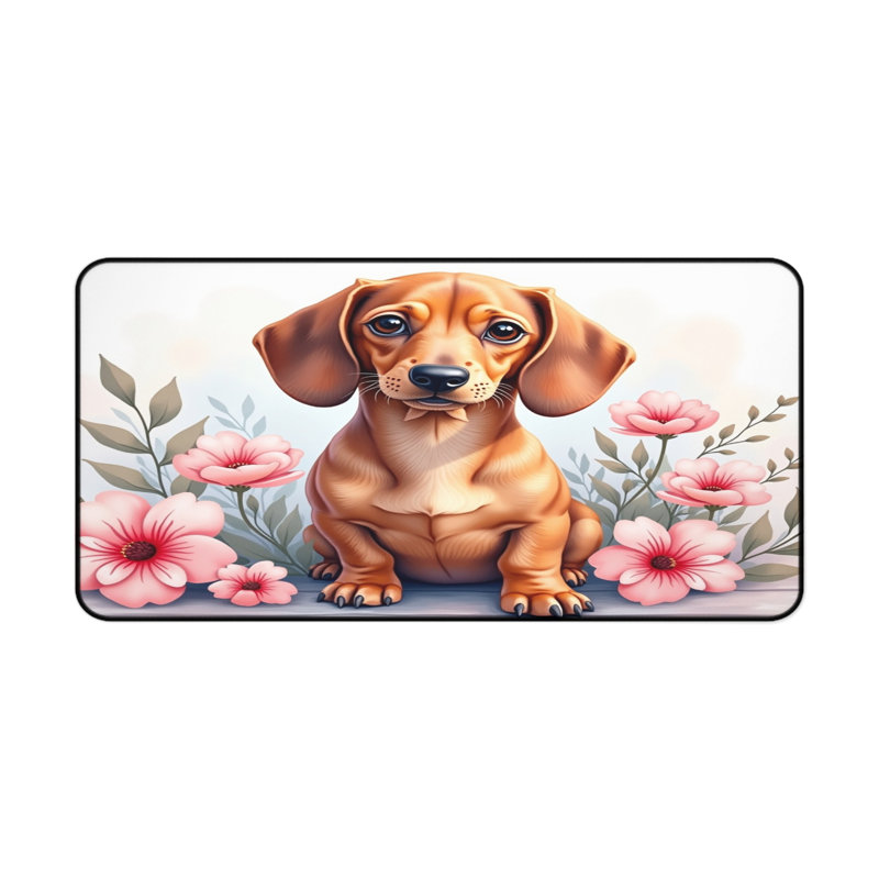 Dachshund Puppy Floral Desk Mat, 14.4x12.1