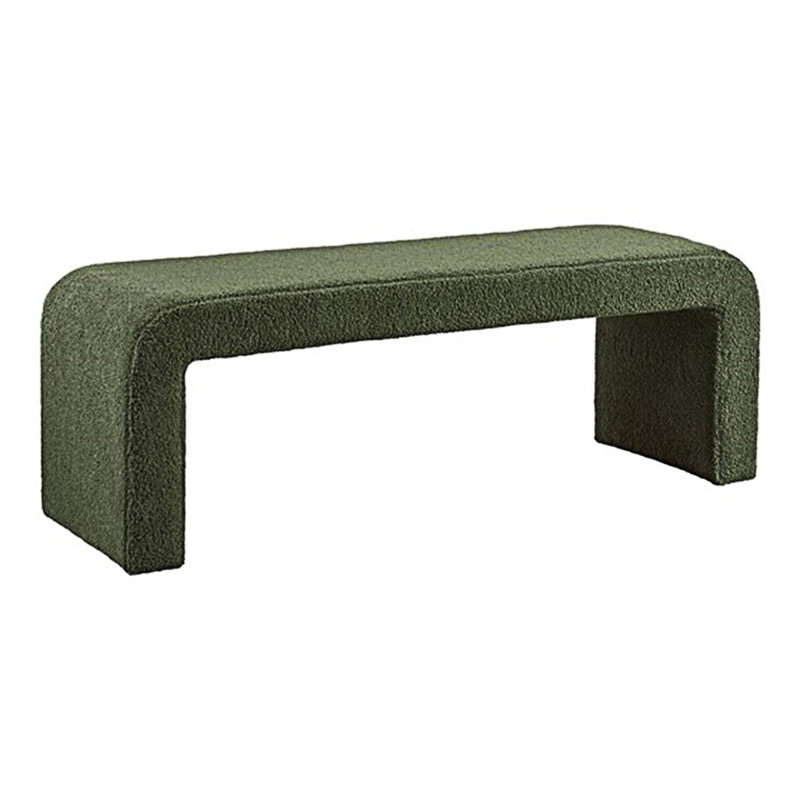 Boucle Waterfall Bench Green 52"W