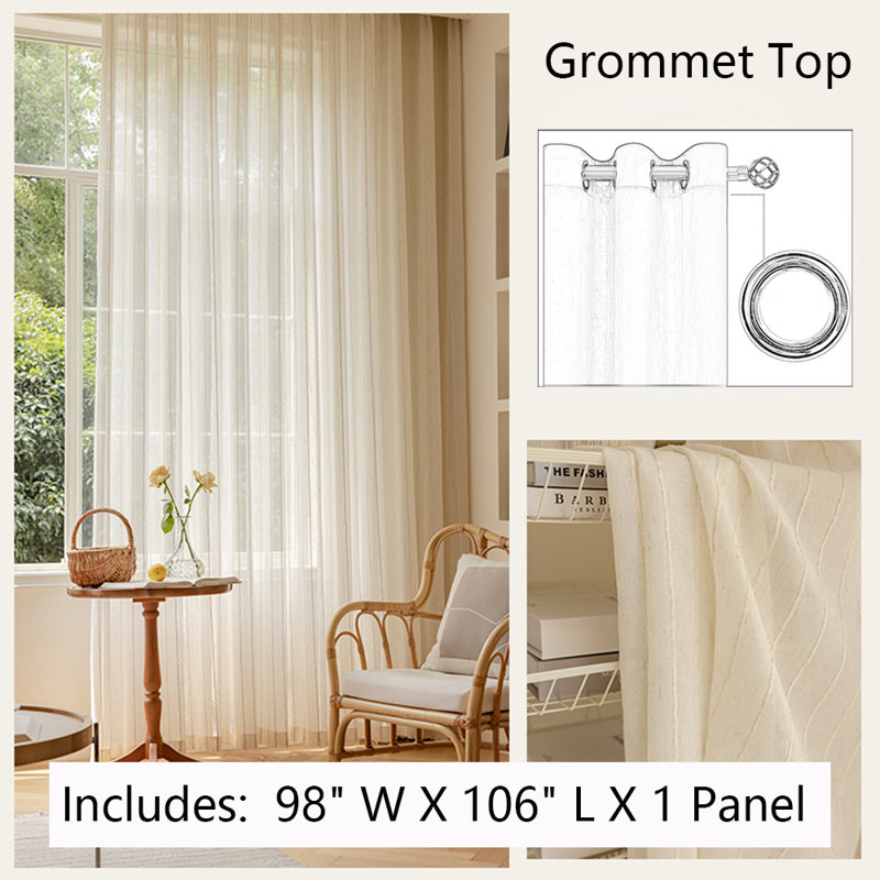 Rideau semi-transparent pour salon 1 panneau de rideau de fenêtre de chambre à coucher, L 98 po x L 106 po
