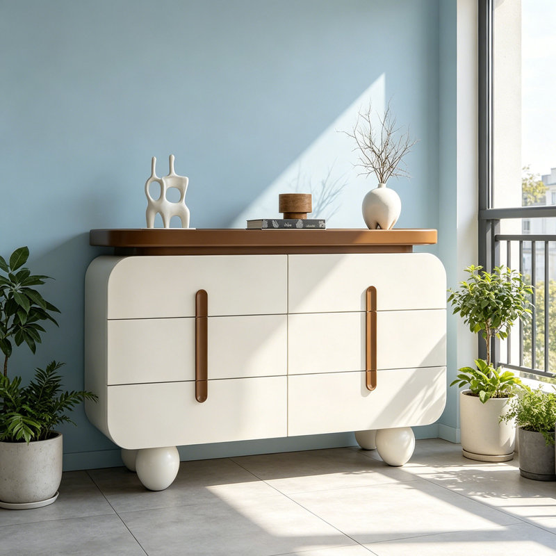 Armoire de rangement style crème française, 29.33" H x 55.12" W x 15.75" D