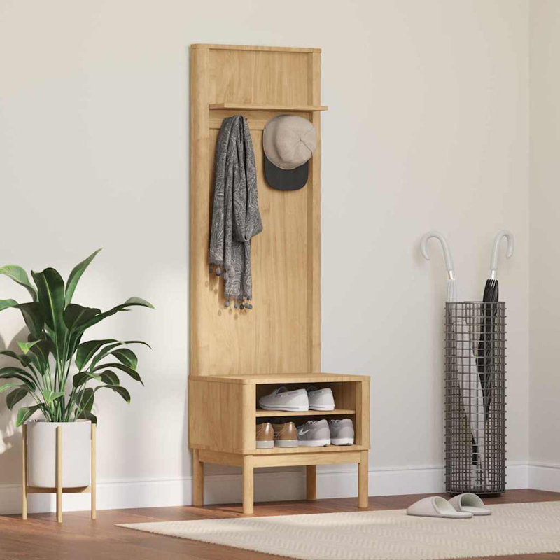 Hall Tree 50cm Wide, Wax Brown
