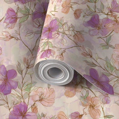 Papier auto-adhésif à motif floral auto-adhésif et amovible 24 po x 118 po (60 x 300 cm)