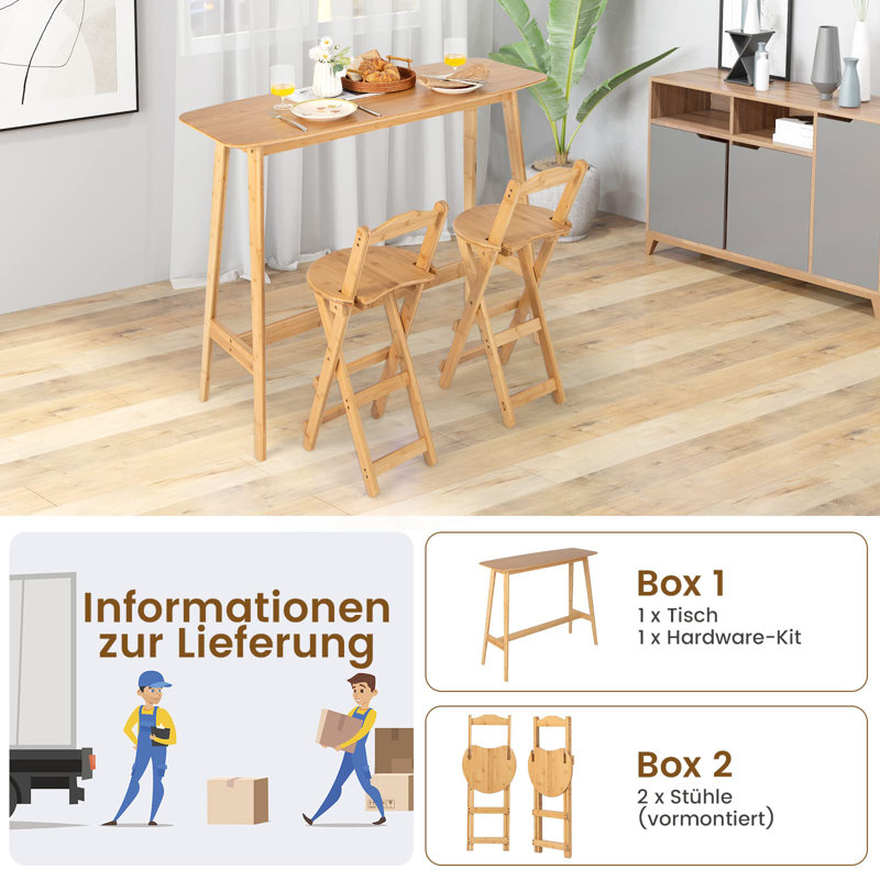 Daphine Wood Folding Chair Set