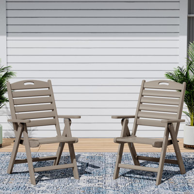 Patio Folding Highback Dining Chair Set Of 2