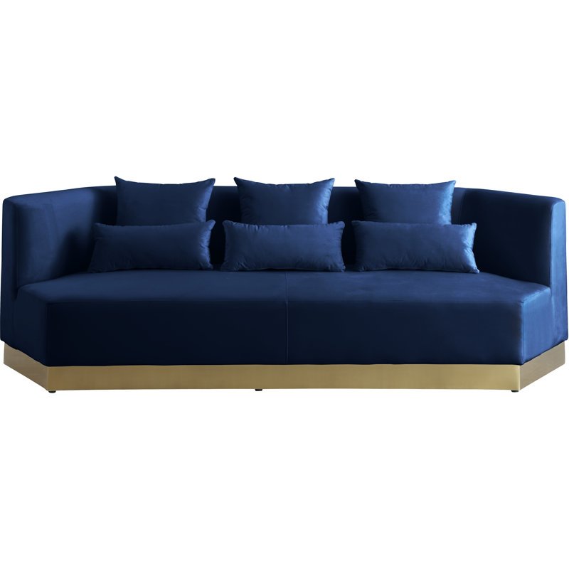 Marquis 93" Velvet Recessed Arm Sofa, Navy Velvet