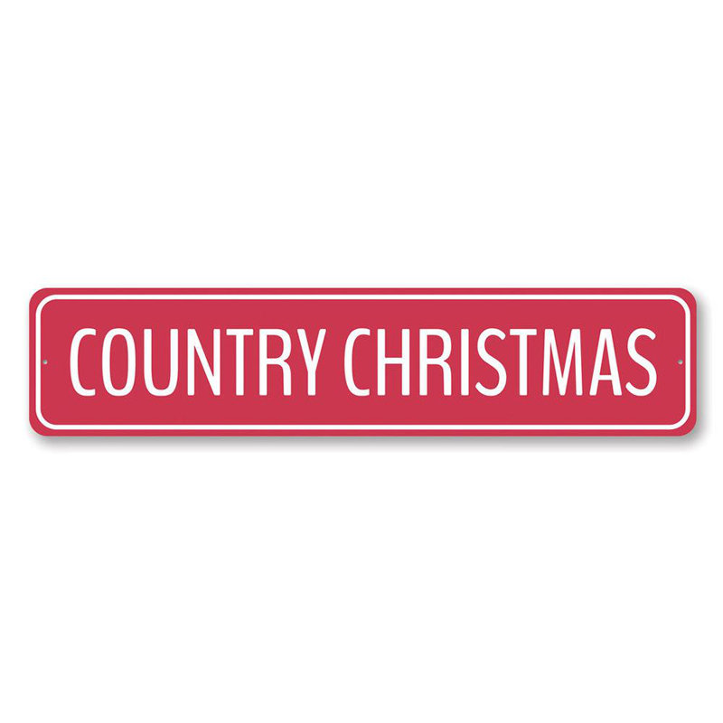 Enseigne en aluminium personnalisée «Red Country Christmas», H 6 po x l 24 po x P 0,06 po