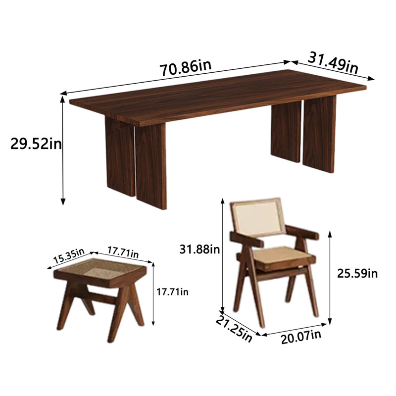 Ensemble de salle à manger rectangulaire, H 29,52 po x L 70,86 po x l 31,49 po