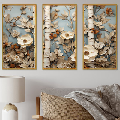 «White American Basswood Forest Collage», art mural arbre