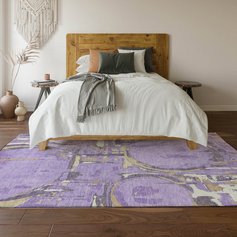 Premium Machine Washable Prisco Lavender Rug, Rectangle 9' x 12'