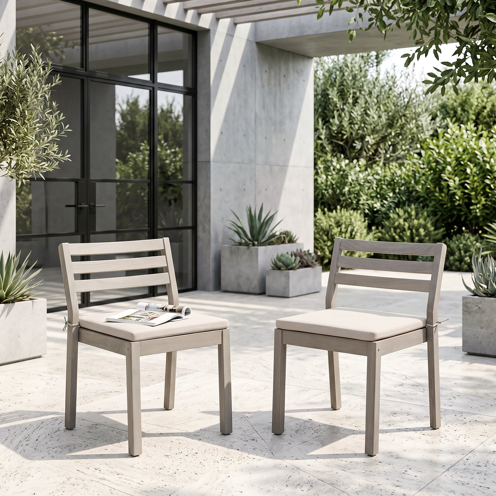 Stackable Acacia Patio Side Chair