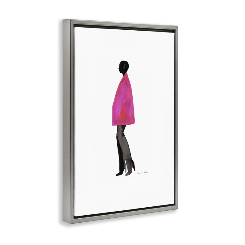 Cadre flottant rose fuchsia, design par Simone Elum, H 31 po x l 21 po, Cadre flottant gris lustré