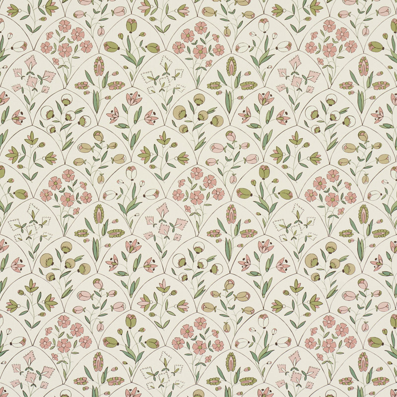 Papier peint floral Frances, Rose