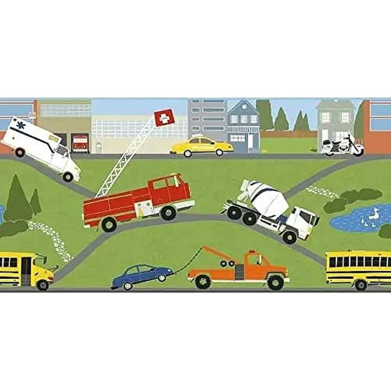 Bordure de papier peint L 15 pi x l 18 po Floreine, Vert, orange et rouge