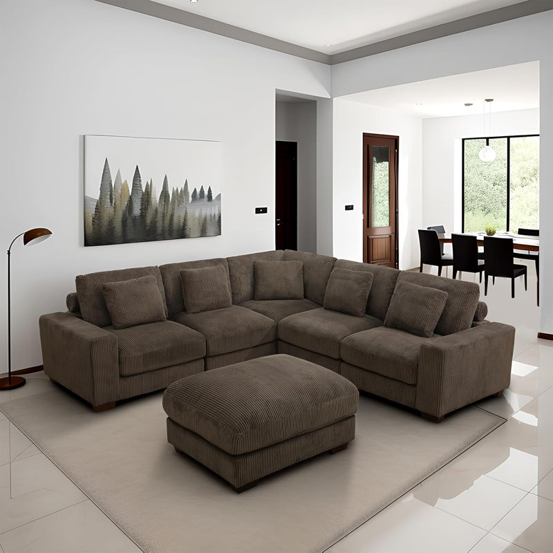 Ensemble de salon modulaire en velours côtelé 6 pièces Susu