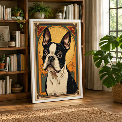 Boston Terrier Art Deco - Wrapped Canvas