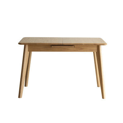 Table de salle à manger extensible en chêne clair, table télescopique en chêne massif avec glissière en métal, pieds en diagonale arrondis, extensible pour 6 à 8 personnes