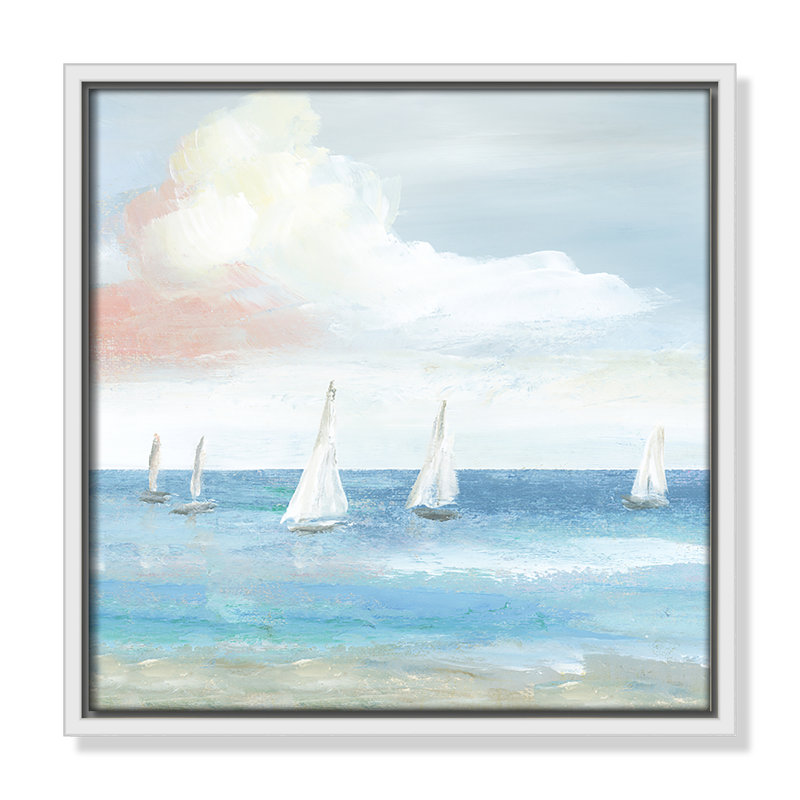 Ibis "Beach Sail Bliss" Print by Nan, 13.5" H x 13.5" W x 2" D, White